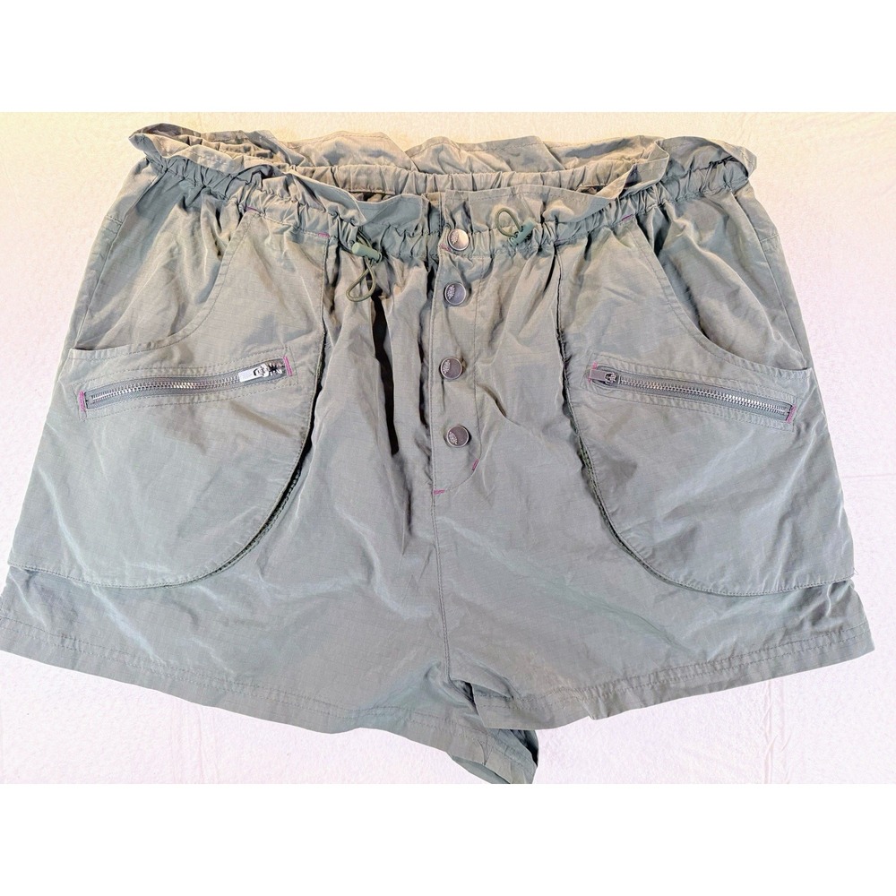 Free People Free Movement Shorts In the Wild 5" Grey Olive Pull-On Size Large